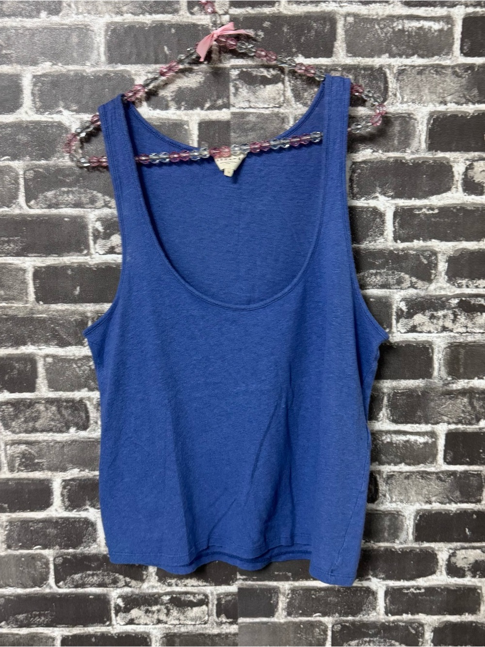Sezane tank top blue linen blend shirt